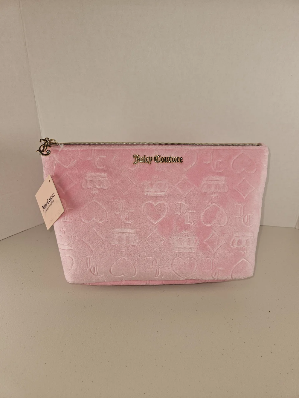 NWT Juicy Couture Pink Velvet Logo Cosmetic Pouch